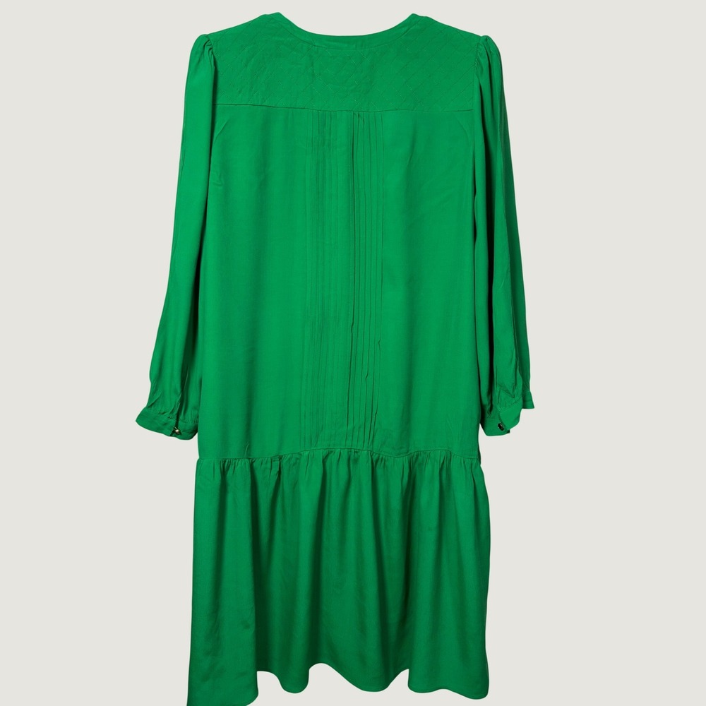 Maeve Anthropologie Green Pintuck Drop Waist Mini Dress Pockets Size 10 NEW - Picture 3 of 12